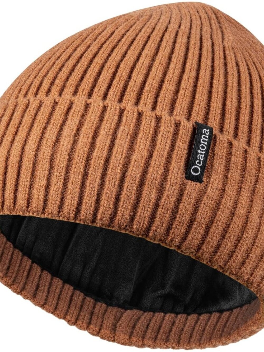 Unisex Dark Brown Warm Knit Winter Pull-On Cuffed Beanie Classic Ski Skull Cap